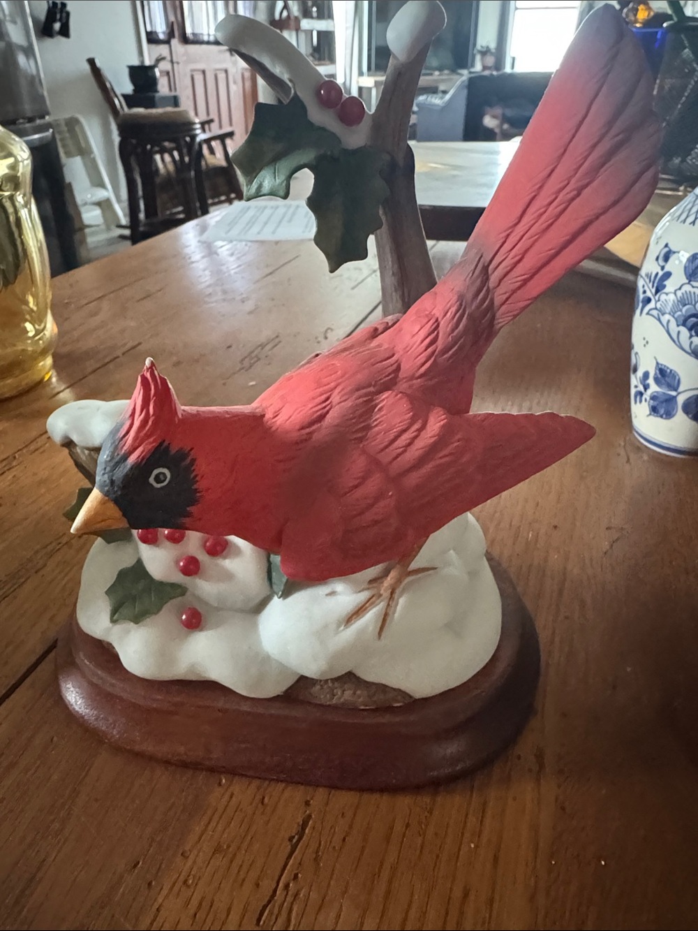Red Cardinal Bird Figurine by Andrea #7178 Decorative Holiday Table Accent
